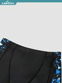 SABOLAY [Spring/Summer] Boyfriend Style Printed Vacation Swim Trunks, Drawstring Elastic Waist Swim Shorts, Professional Racing Training Swim Trunks, Rash Guard - Quick Dry - Chlorine Resistant