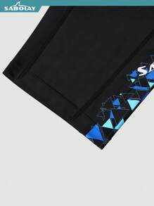 SABOLAY [Spring/Summer] Boyfriend Style Printed Vacation Swim Trunks, Drawstring Elastic Waist Swim Shorts, Professional Racing Training Swim Trunks, Rash Guard - Quick Dry - Chlorine Resistant