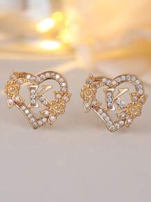 Tsnamer 1 对心形首字母耳钉，适合女孩女士，心形雕刻 26 个字母 A-Z 个性化名字花耳环，适合日常情人节母亲节珠宝生日礼物情人节、妈妈、母亲、母亲节、礼物 - 耳環 - 查看 19