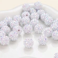 10pcs Assorted Colors 14mm/16mm/18mm/20mm Full Drill Rhinestone Beads, For DIY Bracelets,Keychain, Pendant, Earrings