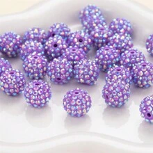 10pcs Assorted Colors 14mm/16mm/18mm/20mm Full Drill Rhinestone Beads, For DIY Bracelets,Keychain, Pendant, Earrings