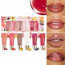Julystar 12 Pieces Of Lip Oil Set 6 Pieces Of Vitamin E Moisturizing Fruit Flavor Clear Lip Oil Set &6 Pieces Of Fruit Flavor Hydrating Lip Gloss Brush Lip Gloss Mirror Moisturizing Lip Gloss Set - Multicolor - View 4