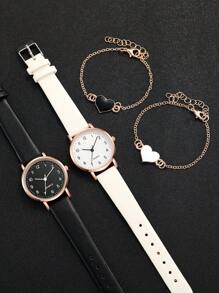 Set de 8 relojes de cuarzo casuales de moda con esfera numérica y pulsera con forma de corazón para mujeres, regalo de San Valentín