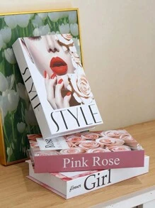 1 件/2 件/3 件奢华复古风格仿书装饰，现代简约北欧咖啡桌书籍，家居装饰，适用于咖啡厅、酒店、家庭、办公室、展示室、北欧风格装饰道具，适用于摄影、拍摄、直播最佳礼物 - 粉紅玫瑰 - 查看 6