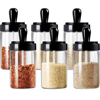 6 stuks/set kruidenpotjes met deksels, glazen kruidenpotjes, keukenkruidenflessen, sausazijn, sojasaus, zoutpotjes
