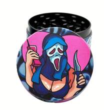 JBNG Molinillo de hierbas de 2 pulgadas con diseño de chica fantasma de Halloween con máscara aterradora y malvada