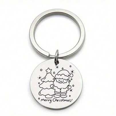 1pc Christmas Happy Keychain With Santa Claus And Snowman Design, Suitable For Men And Women, Fashionable And Fun Holiday Gift