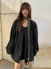 1件全新欧美小众设计柔软奢华秋冬女童窄围巾时尚纯色多功能装饰小围巾亮片辣妹日常搭配情人节 - 彩色 - 查看 3