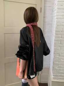 1件全新欧美小众设计柔软奢华秋冬女童窄围巾时尚纯色多功能装饰小围巾亮片辣妹日常搭配情人节 - 彩色 - 查看 2