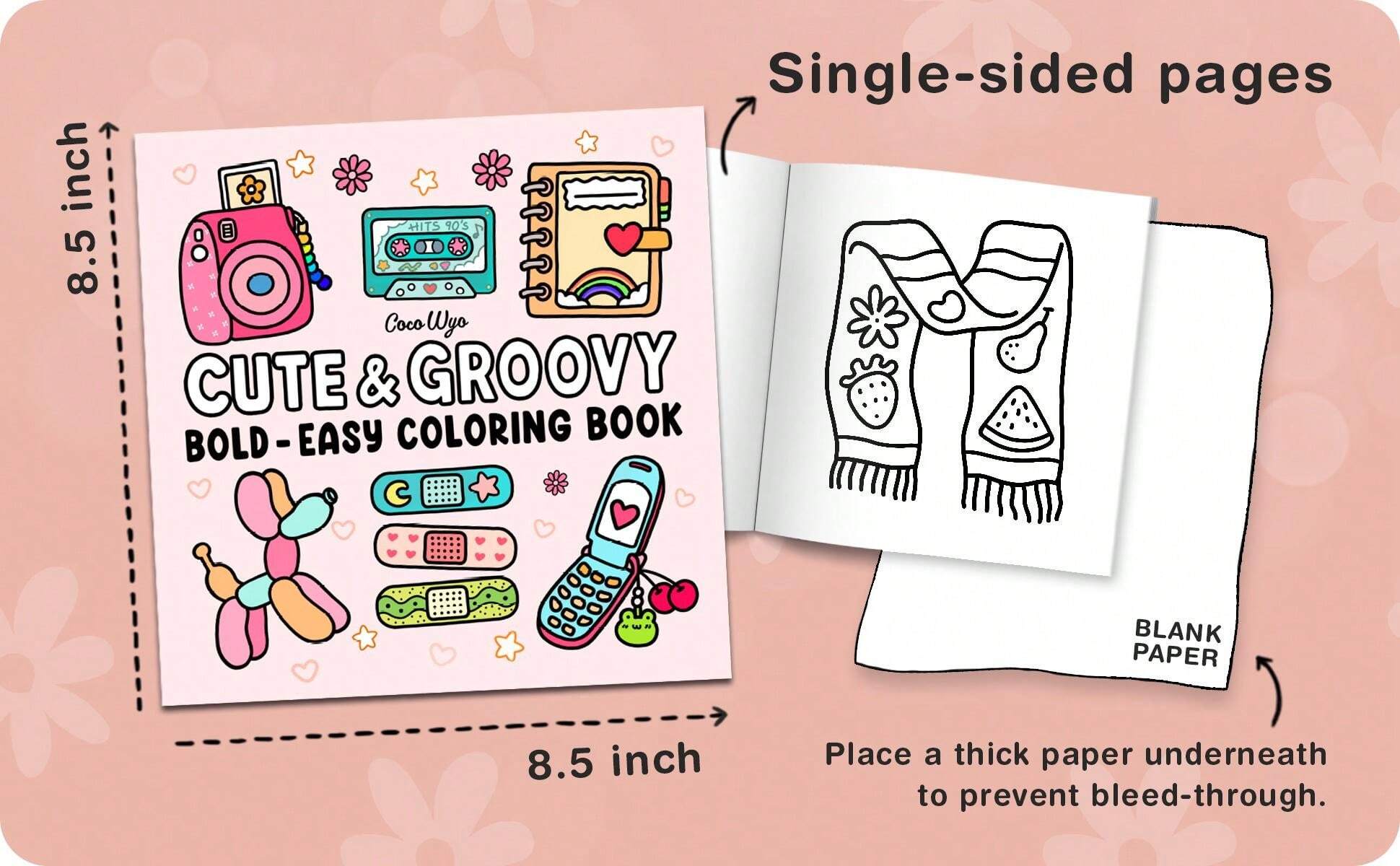 Cute & Groovy Coloring Book For Adults And Kids, Bold And Easy, Simple