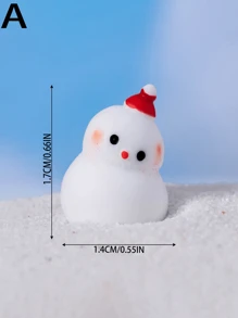 1 件可爱卡通圣诞雪人小雕像微景观雪球 DIY 装饰配件桌面装饰品 - 彩色 - 查看 4