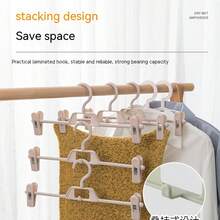 5件装塑料裤夹无痕JK裙夹多功能宿舍衣架裤架收纳衣架 - 彩色 - 查看 4