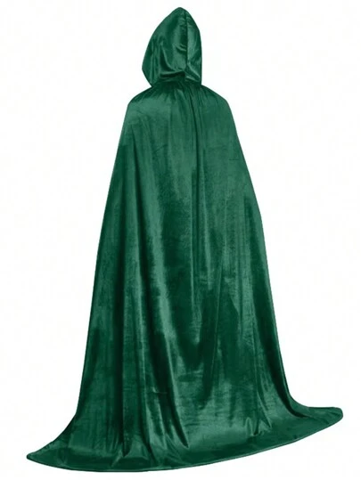 1 pieza Capa con capucha de color verde esmeralda para adultos unisex, adecuada para fiestas/actuaciones de Halloween, de una sola capa, para disfraz de vampiro/bruja/demonio, apta para diversos festivales, fiestas y actuaciones, longitud de la capa 1.7M, no se recomienda para personas talla grande altas de 1.8M