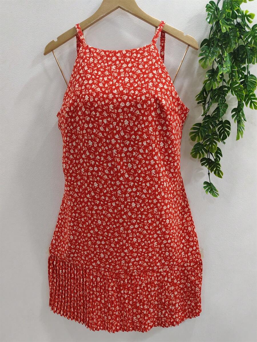 Women's Floral Dress - Màu Hồng Tươi - Xem 1