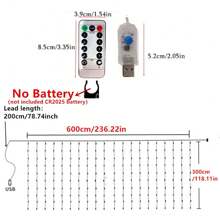 Enchanting 600-LED Fairy Curtain Lights, 5.97meter X 298.7cm With Remote Control - USB Powered For Weddings & Seasonal Decor - USB Curtain Light - View 3