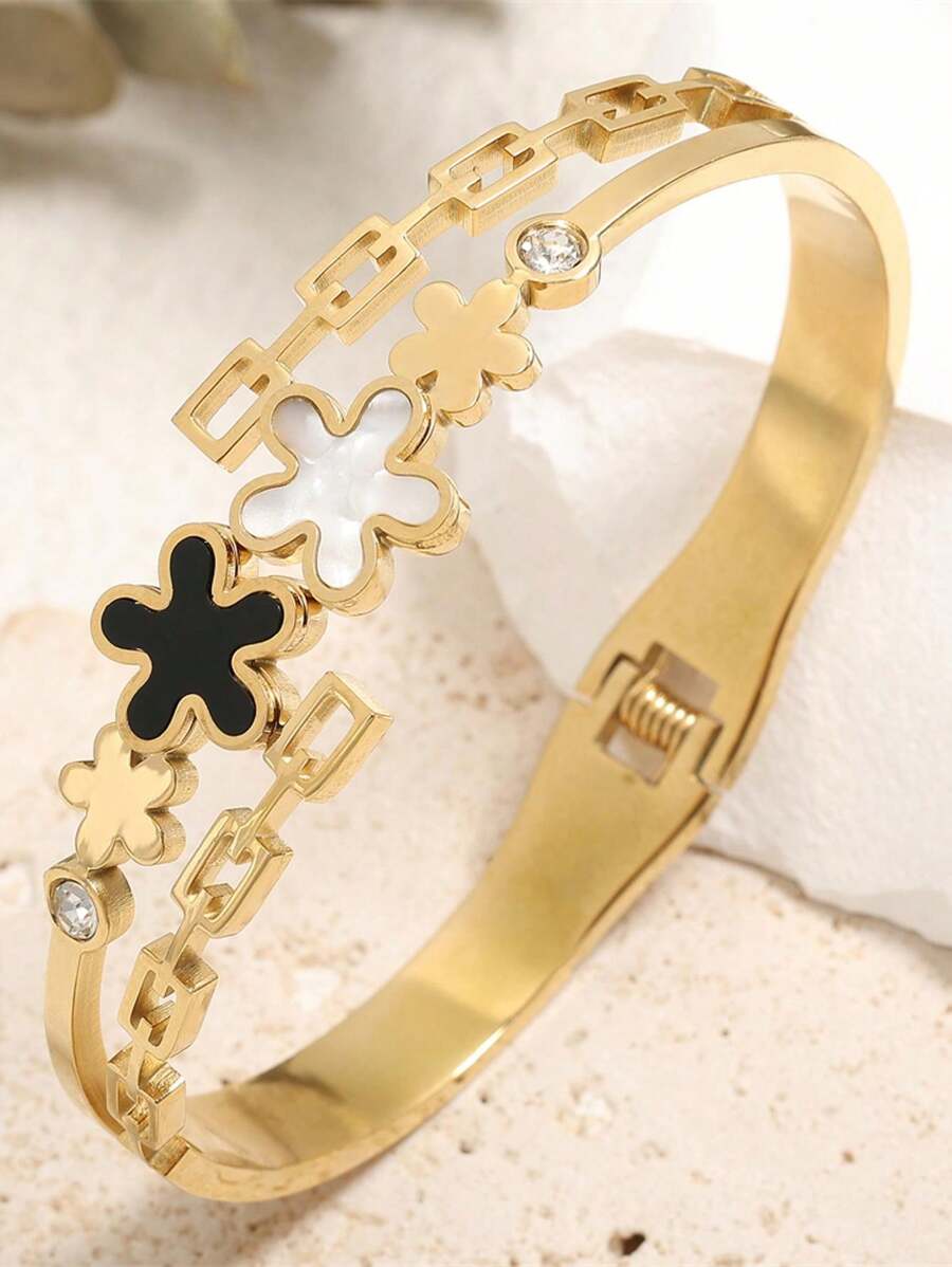 rakol 1 chiếc vòng tay hình chiếc lá bằng thép không gỉ thời trang đa năng, thích hợp cho phụ nữ đeo hàng ngày, quà tặng ngày lễ