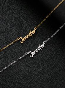 1pc Personalized Stainless Steel Name Necklace, Gold Letter Custom Pendant, Unique & Fashionable Jewelry For Men & Women, Suitable As Gift For Couples, Family, Anniversary, Friends, Mother