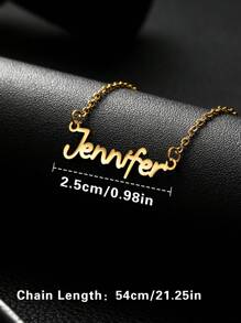 1pc Personalized Stainless Steel Name Necklace, Gold Letter Custom Pendant, Unique & Fashionable Jewelry For Men & Women, Suitable As Gift For Couples, Family, Anniversary, Friends, Mother