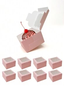 [10件/20件/30件] Ins风格蛋糕盒、烘焙甜品盒、家庭烘焙包装盒、迷你纸杯蛋糕盒、简易蛋糕盒、布朗尼蛋糕盒、纸板蛋糕盒、透明波浪展示窗纸杯蛋糕盒、派对蛋糕盒、奶油蛋糕盒