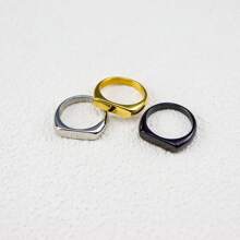 1pc Titanium Steel Fashionable Minimalist Square Plain Ring, Accessory For Party, Suitable For Casual, Business, Gift For Anniversary, Wedding, Birthday, Unisex Elegant & Personalized Ring