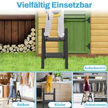 Stepladder Folding Step Stool With Wide Pedal Lightweight Folding Step Non-Slip Stepladder Ladder Folding Lock Up To 270 Kg Load Capacity Folding Ladder For Household Kitchen, Black