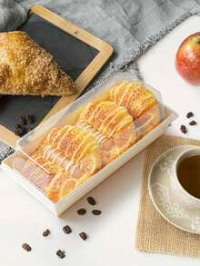 10 个，矩形蛋糕盒，瑞士卷塑料容器三明治纸盒带透明盖松饼奶酪糕点甜点盒寿司水果展示食品储存架纸杯蛋糕容器盒 - 彩色 - 查看 3