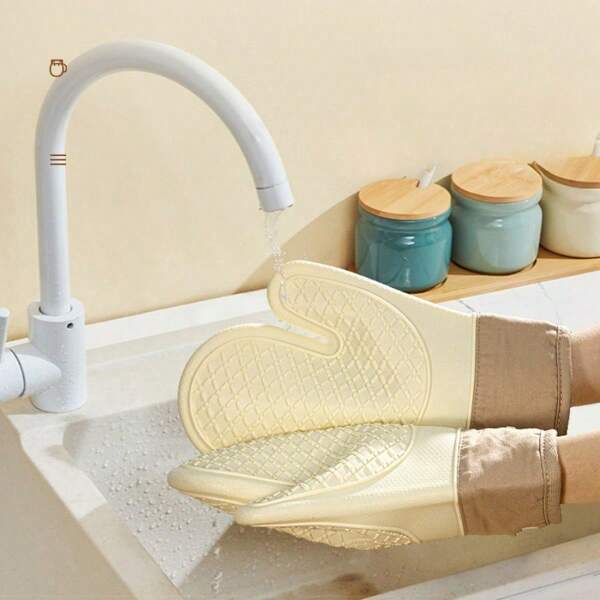 1pc Silicone Oven Mitts - Thick, Non-Slip, Heat Resistant For Baking, Cooking, Microwave Oven Use