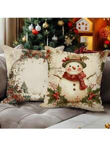 4 件装全新圣诞系列涤纶毛绒枕套沙发垫套 - 彩色 - 查看 5