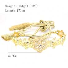 1 件新款阿拉伯女士腰链手绳流苏摩洛哥长袍腰带金色水晶长袍装饰 - 金屬腰帶配件 - 查看 7