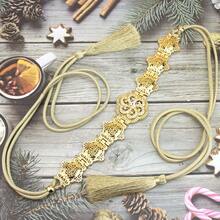 1 件新款阿拉伯女士腰链手绳流苏摩洛哥长袍腰带金色水晶长袍装饰 - 金屬腰帶配件 - 查看 6