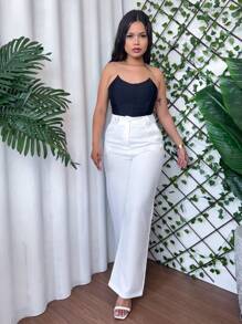 Women's Wide Leg Tailored Pantaloons - 白色 - 查看 3