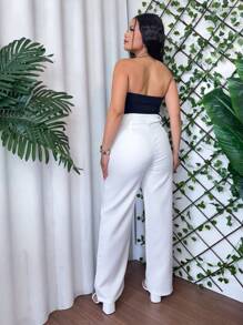 Women's Wide Leg Tailored Pantaloons - 白色 - 查看 4