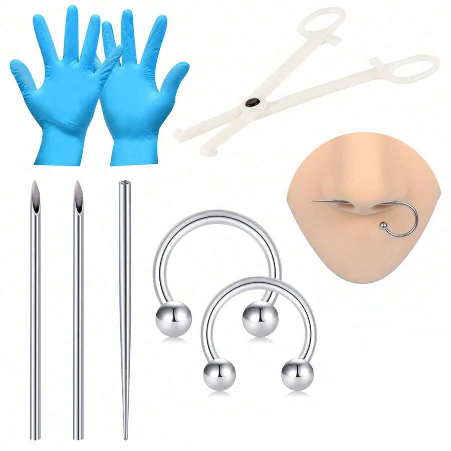 CIZME Piercing-set Für Alle Piercings, Einweg-12g 14g 16g 18g Piercing Nadeln Klemmen Mit Piercing-trichter Für Bauchnabel Nasen-septum Brustwarzen-zunge Augenbraue Lippen-piercing