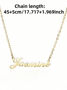 1 Stück Gold Silber Mode Personalisierte Name Halskette Edelstahl Namensschild Choker Frauen Mädchen Alltags Schmuck, Gold, Stilvolle, Farbig, Vintage, Hipster, Einfach, Y2k, 2000er Jahre Mode, Personalisiert, Einzigartig, Ideale Geschenke für Ihn, Ideale Geschenke für Sie, Sie, Freund, Freundin, Vater, Mutter, Familie, Freunde, für Jahrestage, für Geburtstage, für Abschluss, für Abschlussball, für Party, Schmuck Frauen, Personalisierte Mode Wort Halsketten, Vintage Outfit, Neujahr Glamour - Verschiedenfarbig - Übersicht 4