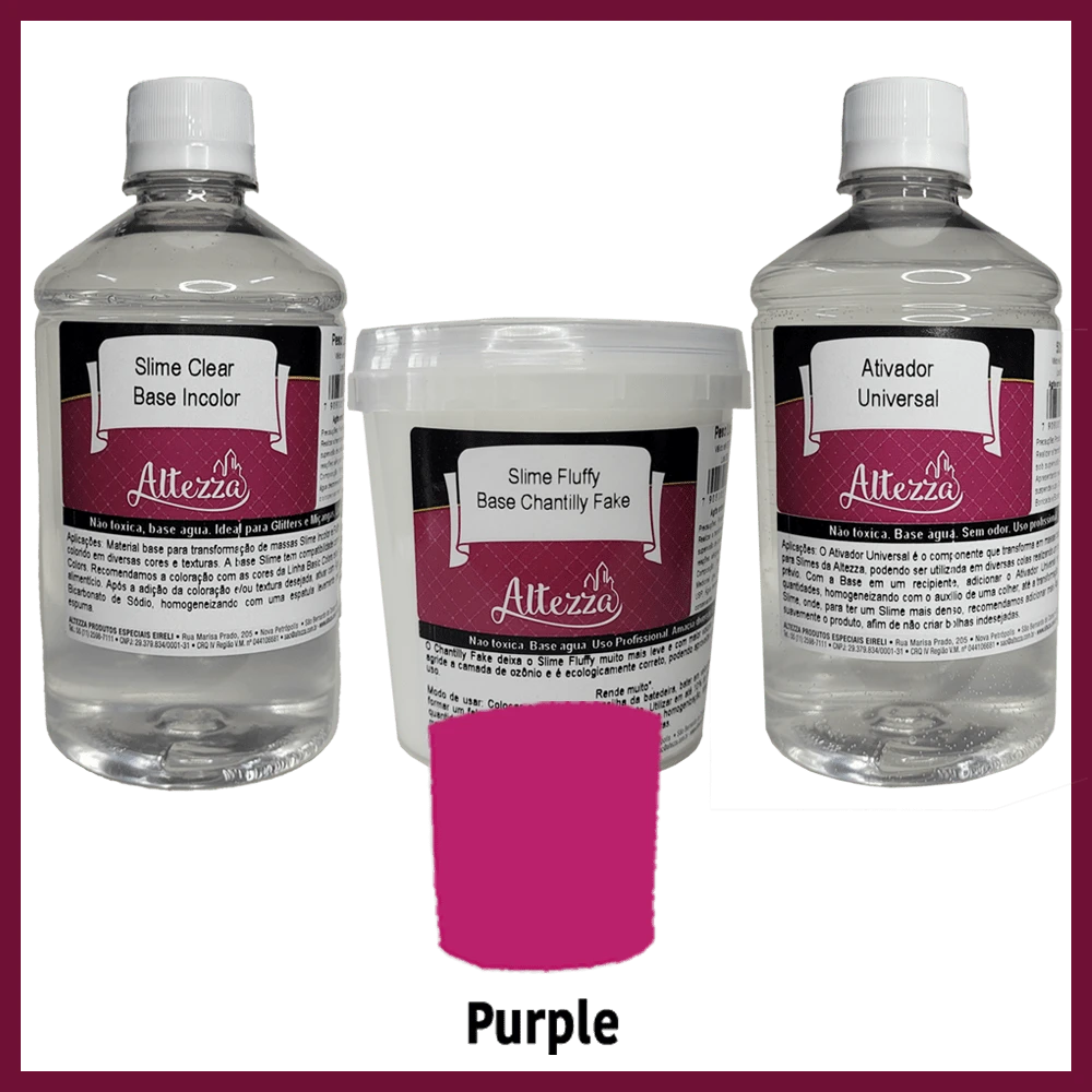 Kit Transparent Glue 500g + Activator For Universal Slime 500ml + Fluffy Chantilly 400g Altezza Altezza - Super Premium Complete Slime - Creative DIY Slimes Factory - Complete Slime Kit - Making Slimes - Offer - Special Promotion - 基礎色30ml 紫色 - 查看 1