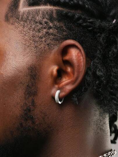 1 paio di orecchini cerchio alla moda in stile hip-hop con zirconi cubici per uomo