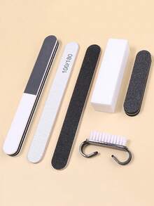 6pcs Nail Art Tool Kit - Nail File, Sponge Buffers, Chamois, 4-Way Polishing Block - Multicolor - View 1