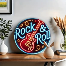 1 chiếc đàn guitar Rock đèn neon bằng gỗ trang trí tường, 20,32x20,32cm, nghệ thuật gỗ treo tường, biển báo trang trí Giáng sinh/năm mới, quà tặng Giáng sinh/năm mới, thích hợp cho phòng, nhà bếp, ngày lễ, sân vườn, nhà để xe, trang trí văn phòng, bền và dễ bảo trì, độ chính xác màu cao, chi tiết tinh xảo, dụng cụ và đồ dùng thủ công - Nhiều màu - Xem 6