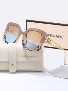 LINFEMAND Gafas decorativas de moda con lentes cuadrados degradados de colores multicolor de LINFEMAND, regalos elegantes para fiestas de verano, bodas y festivales, atuendo elegante para vacaciones de verano en la playa, al aire libre y viajes, con montura cuadrada oversize de estilo hueco