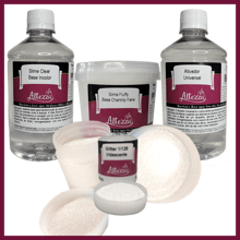 Kit Transparent Glue 500g + Activator For Universal Slime 500ml + Fluffy Chantilly 400g Altezza Altezza - Super Premium Complete Slime - Creative DIY Slimes Factory - Complete Slime Kit - Making Slimes - Offer - Special Promotion - 套裝 + 彩虹閃粉 28g - 查看 1