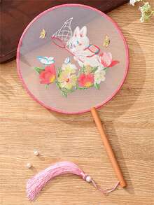 1 件定制绣花手扇，流苏绣花手扇，长柄带流苏，生日、重大节日的理想礼物，精美扇子 - 彩色 - 查看 9