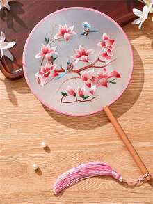 1 件定制绣花手扇，流苏绣花手扇，长柄带流苏，生日、重大节日的理想礼物，精美扇子 - 彩色 - 查看 11