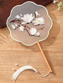 1 件定制绣花手扇，流苏绣花手扇，长柄带流苏，生日、重大节日的理想礼物，精美扇子 - 彩色 - 查看 3