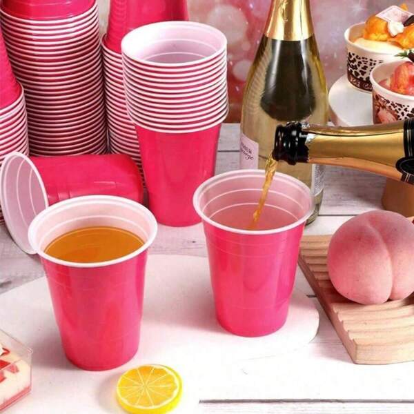 16 oz wiederverwendbare Plastik Partybecher, robuste Trinkgläser für Getränke bei Abschlussfeier/Schulanfang, Softdrinks, Punsch, Grillparty, Picknick [Farben/Menge wählbar]