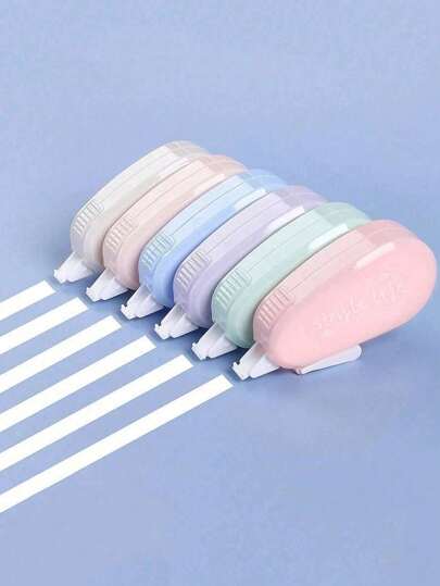 1pc [Color Random], 6PCS/Set, Monochrome Calibration Tape, Mixed Color, Portable Calibration Tape, Calibration Tape, Student Use, Office Use