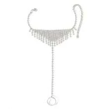 Vòng tay dài không ngón hình học đính đá tua rua thời trang dành cho nữ, Phụ kiện trang sức đa năng cho cô dâu - Nhiều màu - Xem 9