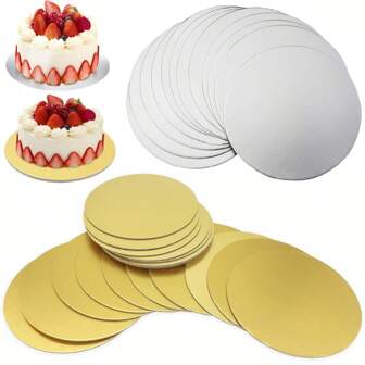 10pcs Cake Boards, Silvery Bakery Boards, Grease Proof Cakeboard - Thickening Base Stand Cakeboard For Wedding Birthday Cake Decorating Supplies, Pizza Base Cake Plate Accessories