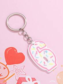 1 件单面生日数字钥匙扣，时尚亚克力钥匙扣礼物，适合男士 - 單邊生日數字鑰匙圈-6 - 查看 9