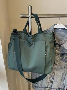 Casual Style Plain With Adjustable Strap Large Capacity Shoulder Tote Bag,Cross Body Bag Everyday Bag, Etc. Perfect For Daily Use - Suitable For Traveling, Work Or Shopping,University, College Classroom , Commute,School, Etc. For Women, Rookies & White-Collar Workers,Girl, College Students,Young Girl, Literary School Bag & Book Bag For Women Or Students, Perfect For Books, Shopping, Back To School And More