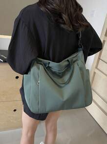 Casual Style Plain With Adjustable Strap Large Capacity Shoulder Tote Bag,Cross Body Bag Everyday Bag, Etc. Perfect For Daily Use - Suitable For Traveling, Work Or Shopping,University, College Classroom , Commute,School, Etc. For Women, Rookies & White-Collar Workers,Girl, College Students,Young Girl, Literary School Bag & Book Bag For Women Or Students, Perfect For Books, Shopping, Back To School And More